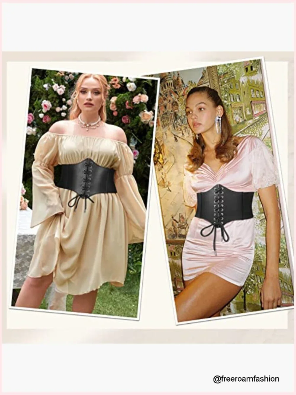 Wide Elastic Corset Waist Belt Lace-up Tied Waspie Belt